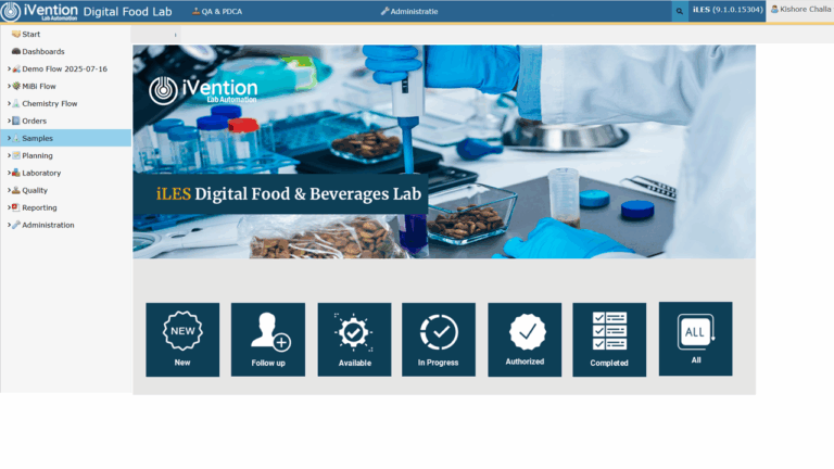 iLES system alert and acknowledgment interface for food and beverage lab compliance